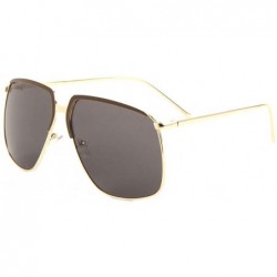 Oversized Oversized Geometric Color Brown Piece Thin Frame Aviator Sunglasses - Black Brown - CY197USGQ97 $27.06