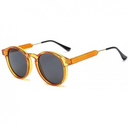 Round Round Sunglasses Men Women Unisex Retro Vintage Design Small Sun Glasses Driving Sunglass Ladies Shades - Orange - CS19...