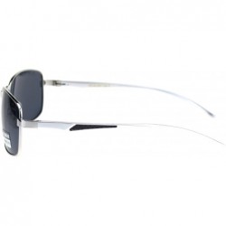 Rectangular Mens Polarized Lens Aluminum Arm Metal Rim Light Weight Agent Sunglasses - Silver Black - CQ18QOMZCWQ $9.25