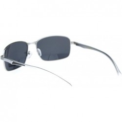 Rectangular Mens Polarized Lens Aluminum Arm Metal Rim Light Weight Agent Sunglasses - Silver Black - CQ18QOMZCWQ $9.25