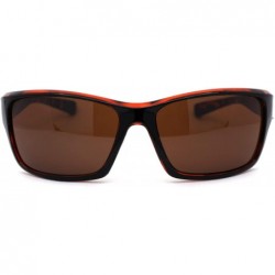 Sport Mens Color Mirror Warp Rectangular Sport Plastic Sunglasses - Black Tortoise Brown - CM195ZR9U4U $12.87