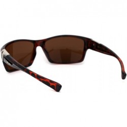 Sport Mens Color Mirror Warp Rectangular Sport Plastic Sunglasses - Black Tortoise Brown - CM195ZR9U4U $12.87