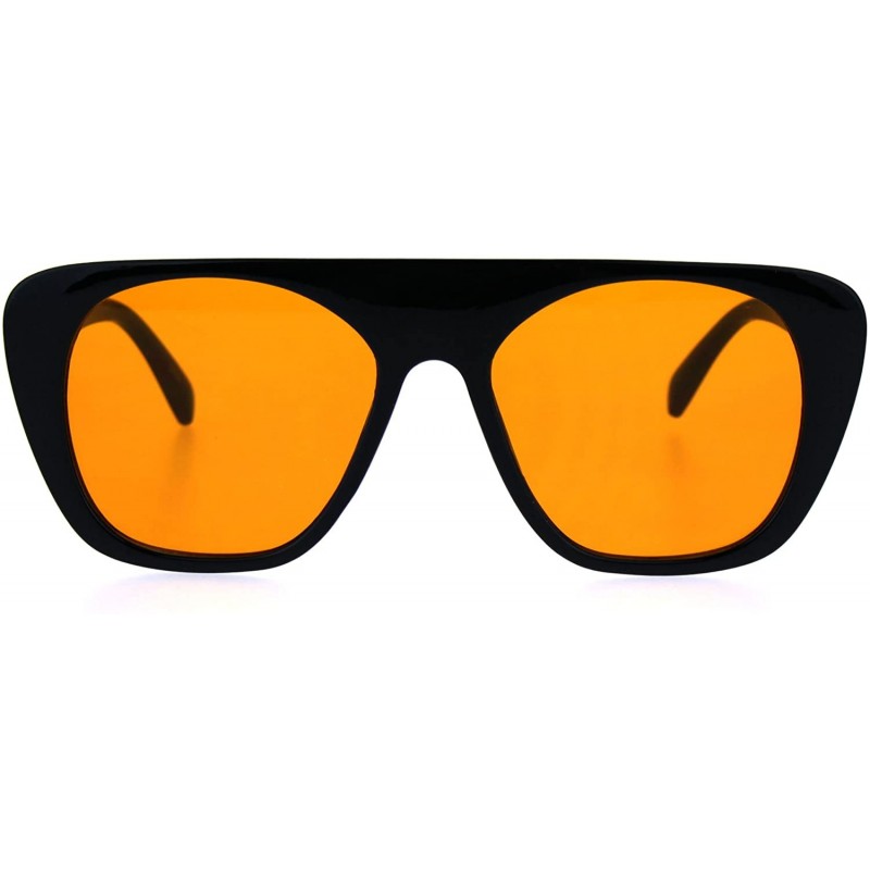 Rectangular Womens Futurism Bright Pop Color Lens Flat Top Retro Plastic Sunglasses - Orange - CJ1847TTHGS $10.90