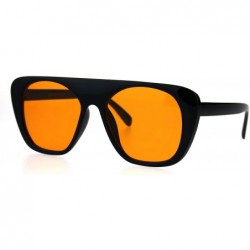Rectangular Womens Futurism Bright Pop Color Lens Flat Top Retro Plastic Sunglasses - Orange - CJ1847TTHGS $10.90