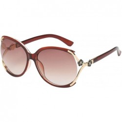 Goggle Womens Polarized Sunglasses Ladies Vintage Big Frame Sunglasses UV400 Lens Sun Glasses Protection - Brown - CG18TQMQYG...