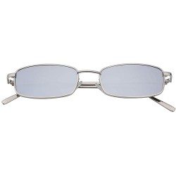 Rectangular Fashion Steampunk Vintage Rectangular Metal Frame Sunglasses Tinted Lens Shades - Silver-mirror - CO18I7ZETN6 $9.98