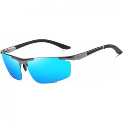 Rectangular Polarized Sunglasses for Men Rectangular Aluminum Magnesium Frame for Driving Fishing Golf Sport - Grey Ice Blue ...