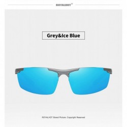 Rectangular Polarized Sunglasses for Men Rectangular Aluminum Magnesium Frame for Driving Fishing Golf Sport - Grey Ice Blue ...