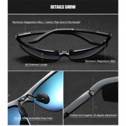 Rectangular Polarized Sunglasses for Men Rectangular Aluminum Magnesium Frame for Driving Fishing Golf Sport - Grey Ice Blue ...