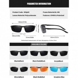 Rectangular Polarized Sunglasses for Men Rectangular Aluminum Magnesium Frame for Driving Fishing Golf Sport - Grey Ice Blue ...
