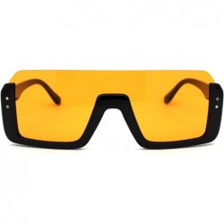 Shield Mens Upside Down Half Rim Plastic Rectangular Shield Sunglasses - Black Orange - CX18ZRE2XDE $12.51