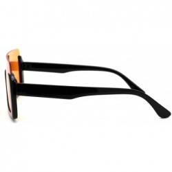 Shield Mens Upside Down Half Rim Plastic Rectangular Shield Sunglasses - Black Orange - CX18ZRE2XDE $12.51