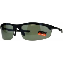 Sport Xloop Mens Robotic Futuristic Exposed Lens Rimless Sport Mirror Sunglasses - Black Green - CT18D3N2UCD $18.16
