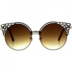 Cat Eye Womens Floral Die Cut Feather Cat Eye Retro Sunglasses - Light Gold Brown - CZ18D4MDT7K $9.94