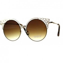 Cat Eye Womens Floral Die Cut Feather Cat Eye Retro Sunglasses - Light Gold Brown - CZ18D4MDT7K $9.94