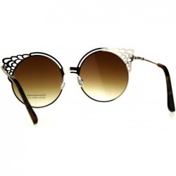 Cat Eye Womens Floral Die Cut Feather Cat Eye Retro Sunglasses - Light Gold Brown - CZ18D4MDT7K $9.94