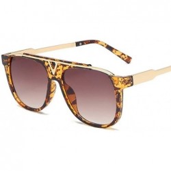 Oversized Oversized Flat Top Sunglasses for Women UV400 - Amber Tea - CB1902TTZ0S $23.82