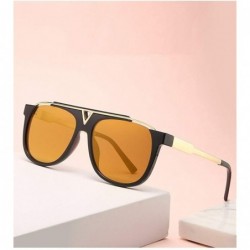 Oversized Oversized Flat Top Sunglasses for Women UV400 - Amber Tea - CB1902TTZ0S $15.16