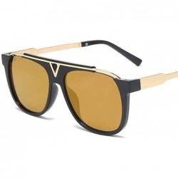 Oversized Oversized Flat Top Sunglasses for Women UV400 - Amber Tea - CB1902TTZ0S $15.16