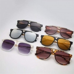 Oversized Oversized Flat Top Sunglasses for Women UV400 - Amber Tea - CB1902TTZ0S $15.16