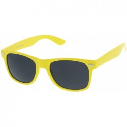 Wayfarer Retro Wide Temples Neutral-Colored Lens Horn Rimmed Sunglasses 55mm - Yellow / Smoke - C912N9PE480 $19.37