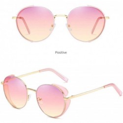 Round 2020 New Fashion Retro Personality Women Metal Round Frame Designer Designer Men Punk Sunglasses - Pink Yellow - CI193U...