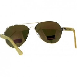 Aviator Real Bamboo Wood Temple Sunglasses Unisex Aviator Mirror Lens UV 400 - Gold (Pink Mirror) - CM18D2X0GT5 $11.46
