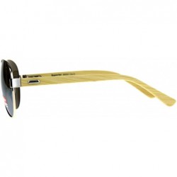 Aviator Real Bamboo Wood Temple Sunglasses Unisex Aviator Mirror Lens UV 400 - Gold (Pink Mirror) - CM18D2X0GT5 $11.46