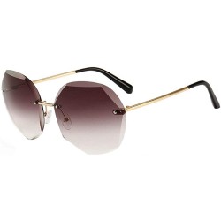 Round Women Hipster Polygon Sunglasses UV400 Metal Frame Eyewear - Coffee - C018W8YMZ2X $24.06