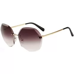 Round Women Hipster Polygon Sunglasses UV400 Metal Frame Eyewear - Coffee - C018W8YMZ2X $24.06