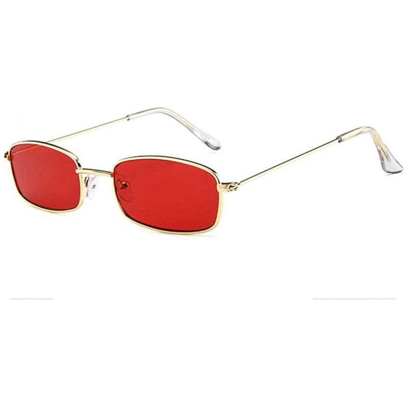 Square Small Metal Frame Square Sunglasses Non Polarized Lens - Gold/Red - CH199EQ3CL3 $11.62