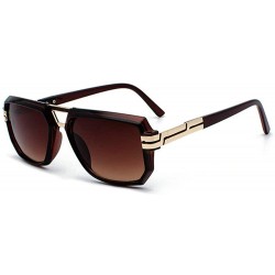 Oversized 2019 Fashion Brand Designer Men's Square Sunglasses Oversized Metal Frame Ladies Sunshade with Box - Brown - C41935...