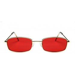 Square Small Metal Frame Square Sunglasses Non Polarized Lens - Gold/Red - CH199EQ3CL3 $11.62