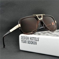Oversized 2019 Fashion Brand Designer Men's Square Sunglasses Oversized Metal Frame Ladies Sunshade with Box - Brown - C41935...