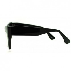 Cat Eye Semi Rimless Cut Off Bottom Razor Clear Lens Cat Eye Glasses - Black - C518ERWGI4U $10.52