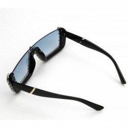 Square Fashion One piece Sunglasses Rhinestone Diamond - Blue - C318YDZXCEX $16.61