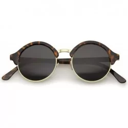 Semi-rimless Vintage Inspired Classic Half Frame Semi-Rimless Round Circle Sunglasses - Tortoise-gold / Smoke - CF12NYX4N24 $...