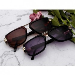 Oversized 2019 Fashion Brand Designer Men's Square Sunglasses Oversized Metal Frame Ladies Sunshade with Box - Brown - C41935...