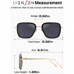 Square Retro Square Hero Sunglasses Aviator Metal Frame Flat Lens for Men Women Goggle - Black - CX18UZEE7XK $11.29