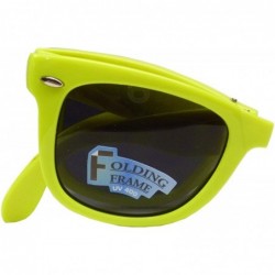 Square Folding sunglasses new retro vintage style men women compact frame lens - Yellow - C0198YXD9O8 $8.74