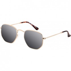 Wrap Polarized Sunglasses for Women Men Small Trendy Square Mirrored Vintage Sun Glasses Hexagonal ANDWOOD - C418H58TIA0 $25.32