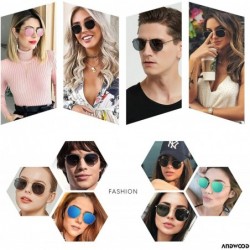 Wrap Polarized Sunglasses for Women Men Small Trendy Square Mirrored Vintage Sun Glasses Hexagonal ANDWOOD - C418H58TIA0 $14.18