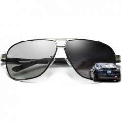 Rimless Photochromic Polarized Sunglasses Men Women for Day and Night Driving Glasses - 8521-black - C918YW0YDGK $40.72