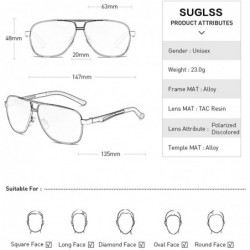Rimless Photochromic Polarized Sunglasses Men Women for Day and Night Driving Glasses - 8521-black - C918YW0YDGK $20.63