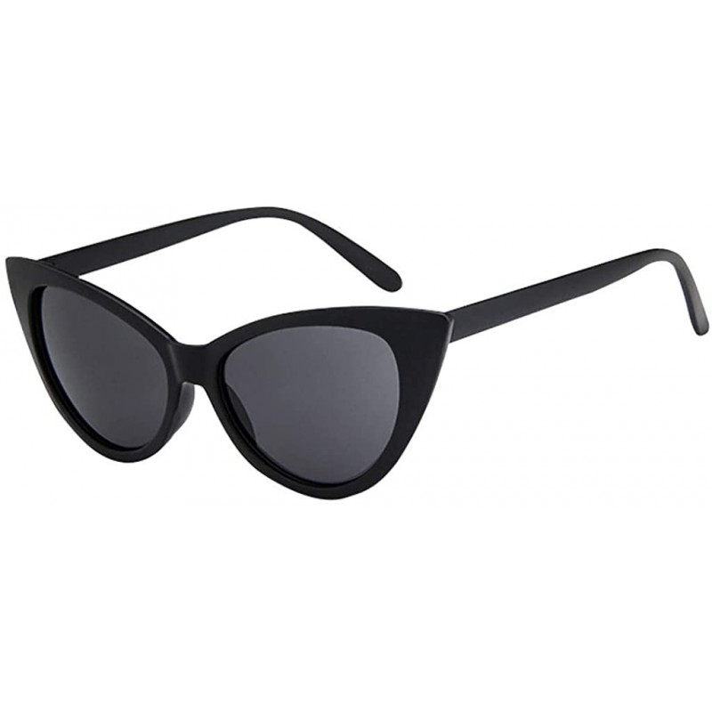 Cat Eye Large Retro Sexy Cat Eye Shape Sunglasses Unisex Black-rimmed Glasses for Men Women - One Piece - F - CF196UEGSLZ $7.34