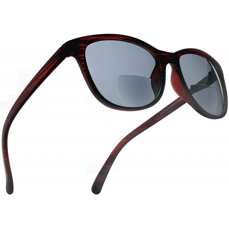 Goggle Bifocal Reading Sunglasses Fashion Readers Sun Glasses for Men and Women - Burgundy - CJ12EDR9XHN $32.47