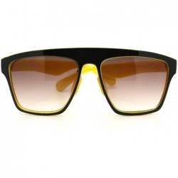 Square In and Out 2 Tone Trendy Futuristic Robot Curved Flat Top Square Sunglasses - Yellow - C911C7V6JAL $23.39