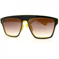 Square In and Out 2 Tone Trendy Futuristic Robot Curved Flat Top Square Sunglasses - Yellow - C911C7V6JAL $8.87
