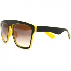 Square In and Out 2 Tone Trendy Futuristic Robot Curved Flat Top Square Sunglasses - Yellow - C911C7V6JAL $8.87