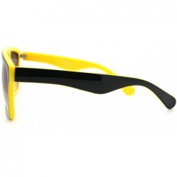 Square In and Out 2 Tone Trendy Futuristic Robot Curved Flat Top Square Sunglasses - Yellow - C911C7V6JAL $8.87